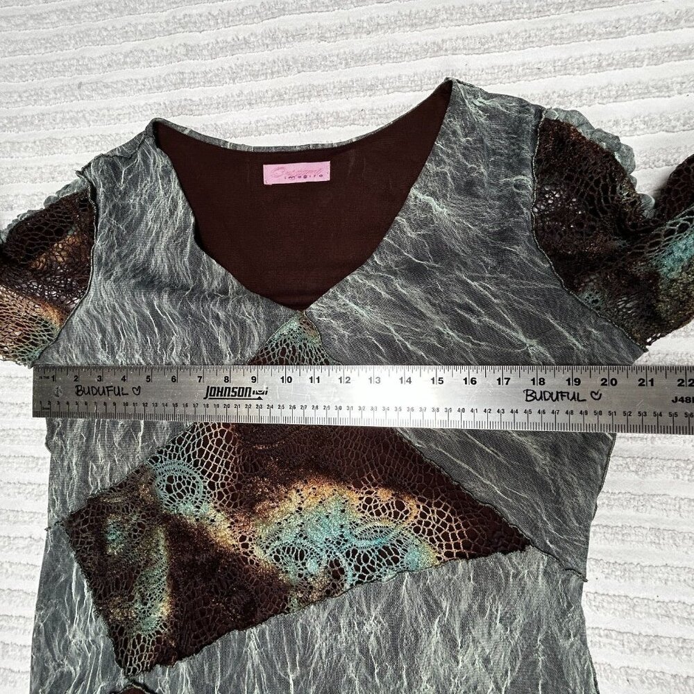 Origami Imagiro Women's Patchwork Crochet V-Neck … - image 7